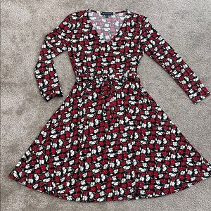 Brooks Brothers Red and White Floral Long Sleeve Dress